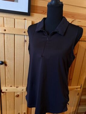Tommy Bahama Black Sleeveless Polo Tank Top- golf